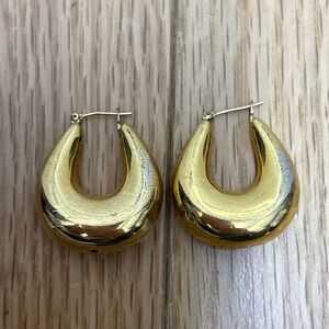 Chunky Gold Hoop Trendy Lightweight Bold Puffy Organic Hollow Open Hoops